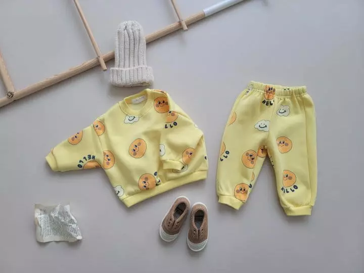Moran - Korean Children Fashion - #magicofchildhood - cloud Smile Top Bottom Set - 6