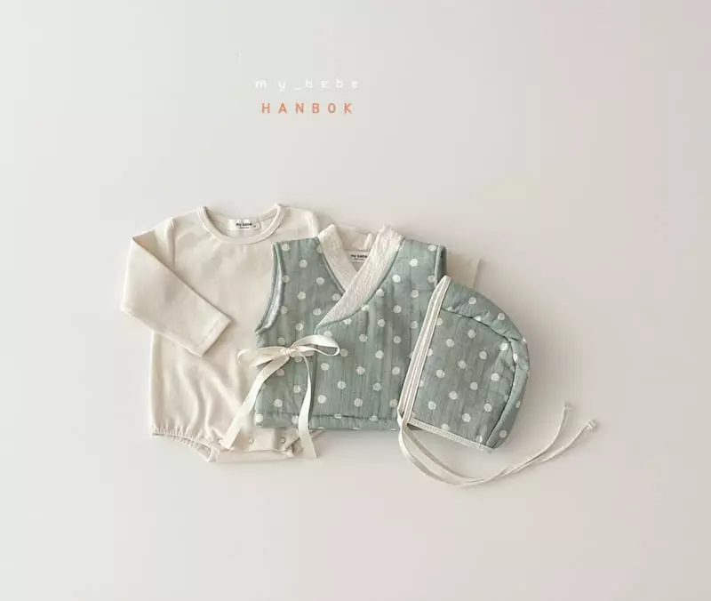 My Bebe - Korean Baby Fashion - #babyboutique - Dot Bebe Sul Bodysuit Set - 4