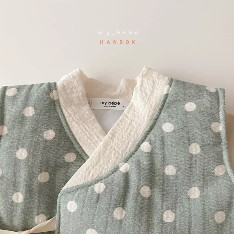 My Bebe - Korean Baby Fashion - #babyfashion - Dot Bebe Sul Bodysuit Set - 6