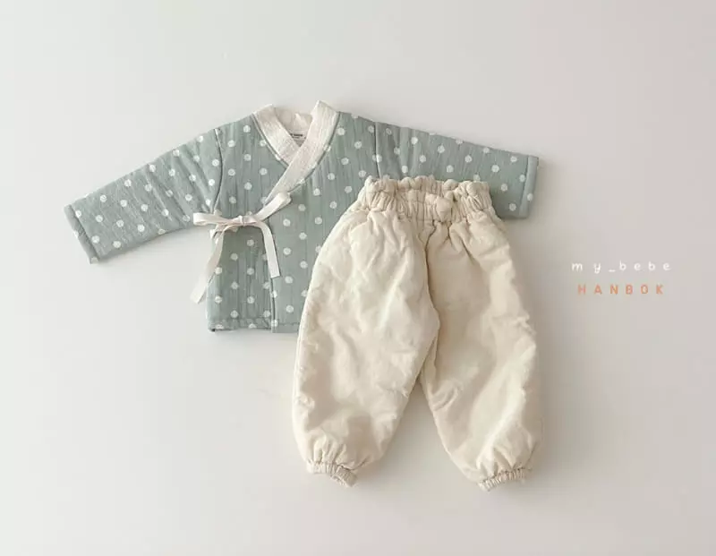 My Bebe - Korean Baby Fashion - #babyfashion - Mint Boy Sul Top Bottom Set - 3