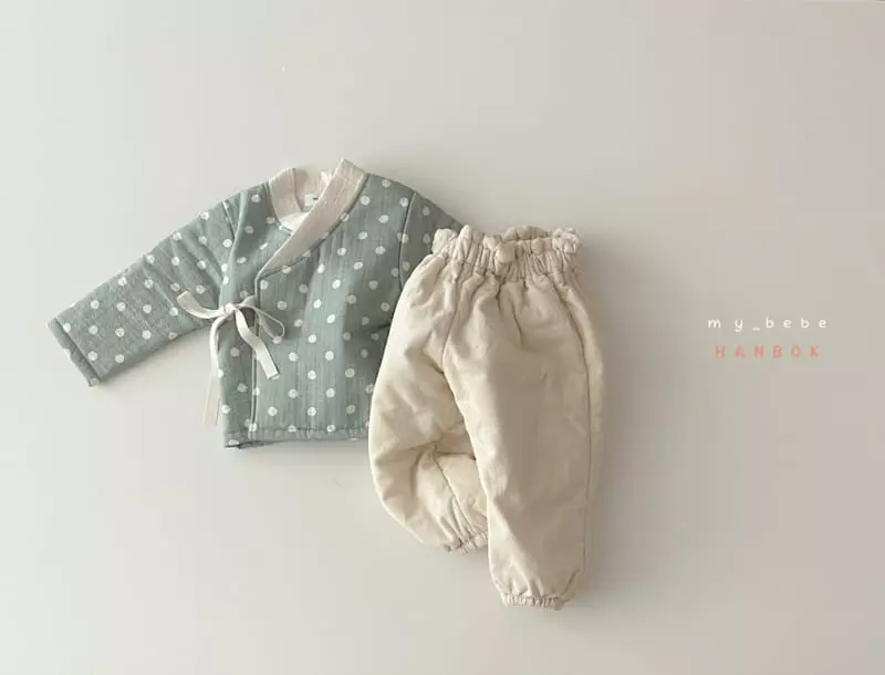 My Bebe - Korean Baby Fashion - #babyfashion - Mint Boy Sul Top Bottom Set - 4