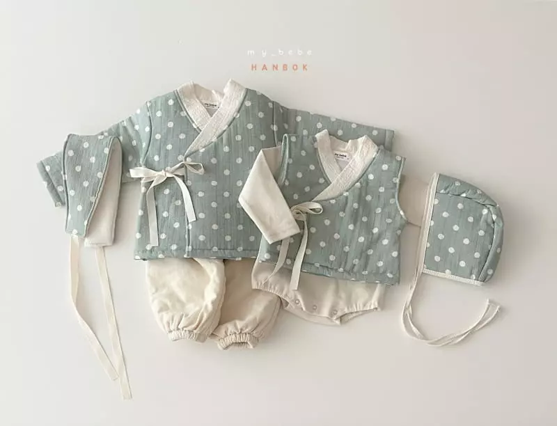 My Bebe - Korean Baby Fashion - #babygirlfashion - Dot Bebe Sul Bodysuit Set - 8