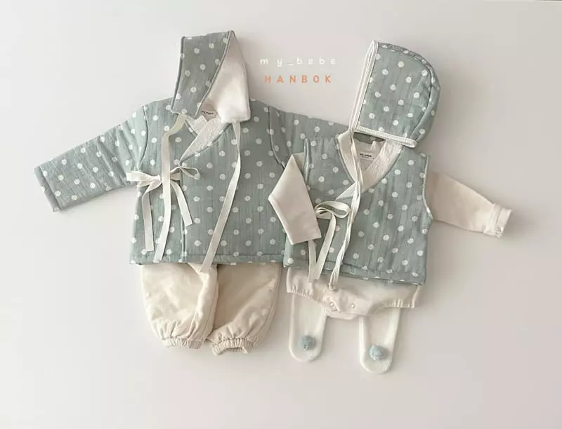 My Bebe - Korean Baby Fashion - #babylifestyle - Dot Bebe Sul Bodysuit Set - 9