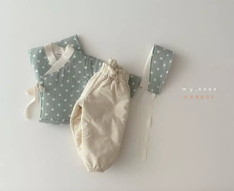 My Bebe - Korean Baby Fashion - #babylifestyle - Mint Boy Sul Top Bottom Set - 6