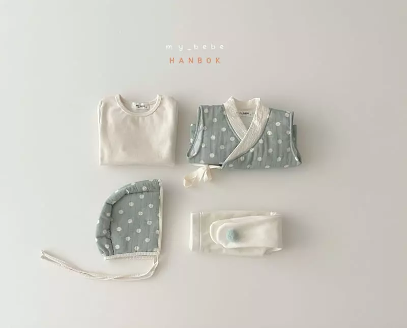 My Bebe - Korean Baby Fashion - #babyootd - Dot Bebe Sul Bodysuit Set - 11