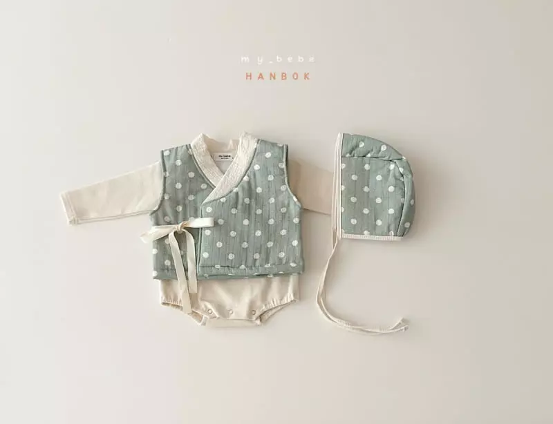 My Bebe - Korean Baby Fashion - #onlinebabyshop - Dot Bebe Sul Bodysuit Set