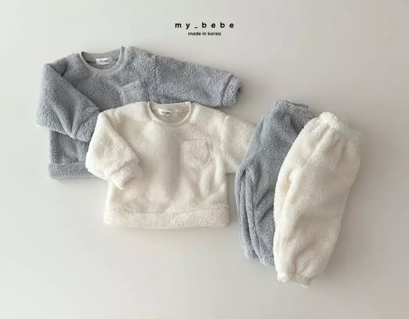 My Bebe - Korean Children Fashion - #childofig - Boa Top Bottom Set - 3
