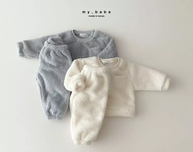 My Bebe - Korean Children Fashion - #childofig - Boa Top Bottom Set - 4