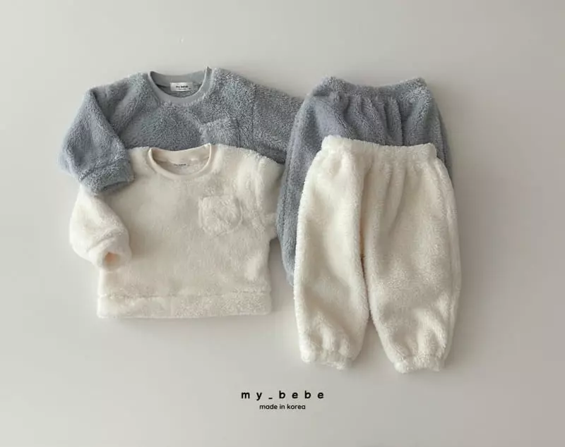 My Bebe - Korean Children Fashion - #stylishchildhood - Boa Top Bottom Set - 2