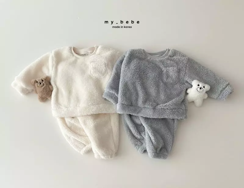 My Bebe - Korean Children Fashion - #toddlerclothing - Boa Top Bottom Set