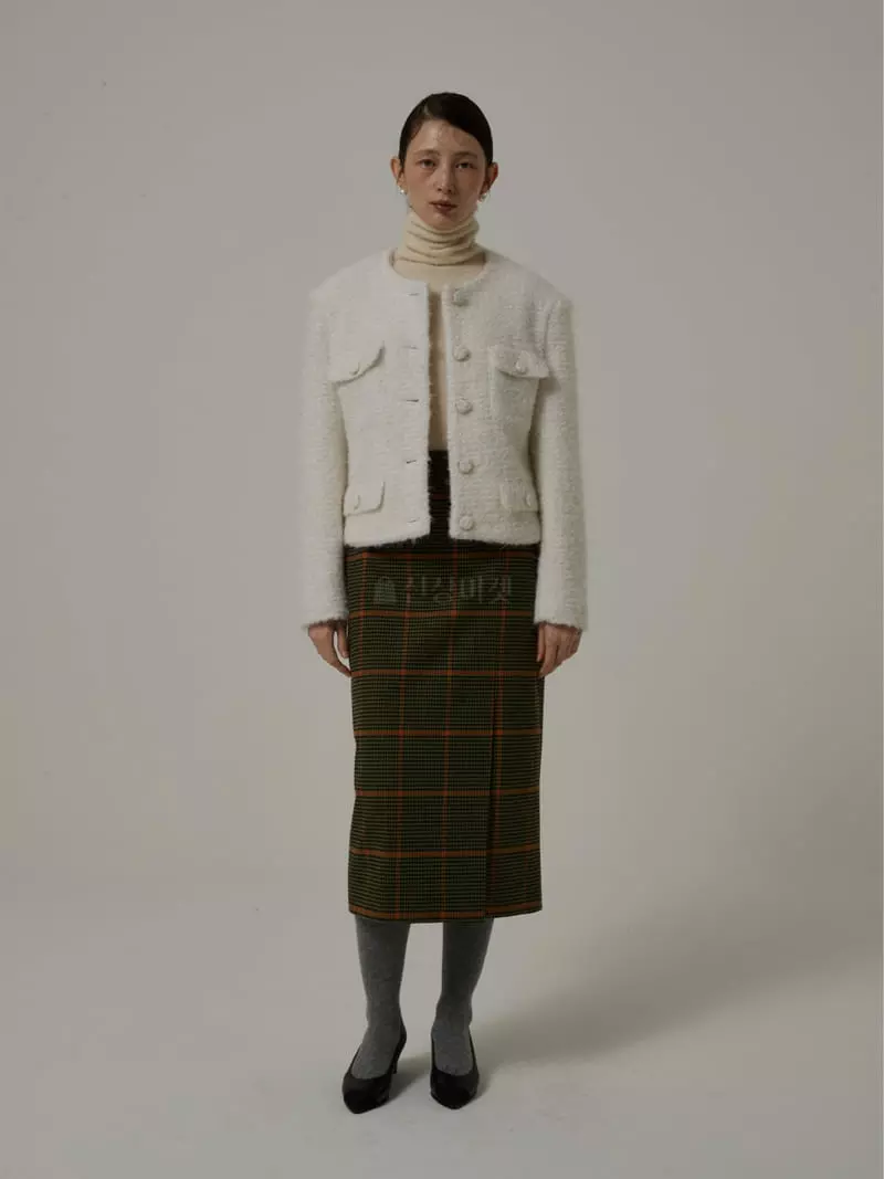 Neroli36 - Korean Women Fashion - #momslook - Fleece Check Skirt - 11