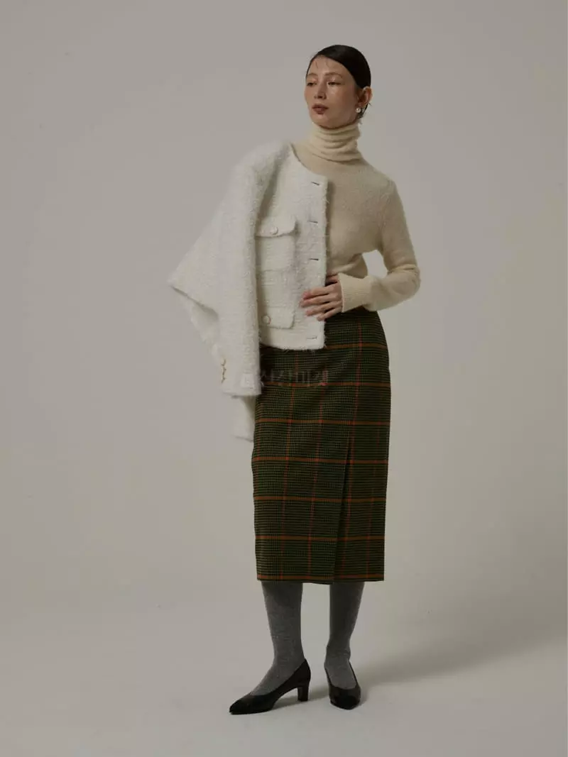 Neroli36 - Korean Women Fashion - #momslook - Fleece Check Skirt - 5