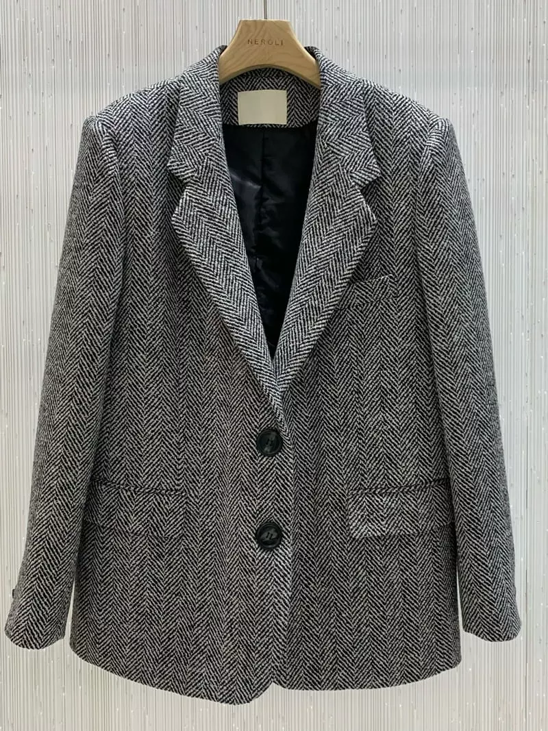 Neroli36 - Korean Women Fashion - #vintageinspired - Herringbonr Jacket - 8