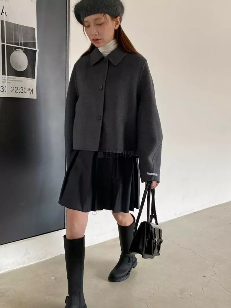 Nyunyu Wear - Korean Women Fashion - #womensfashion - Unbal Crop Coat - 4