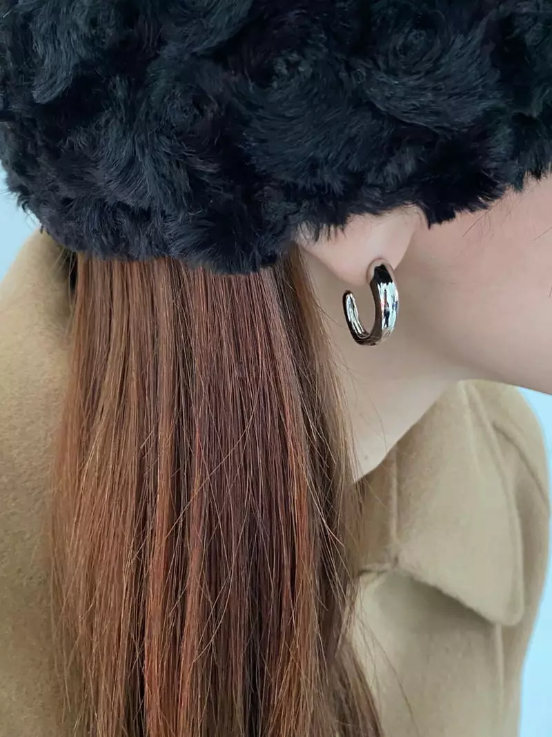 Nyunyu Wear - Korean Women Fashion - #momslook - Half Moon Round Earring - 2