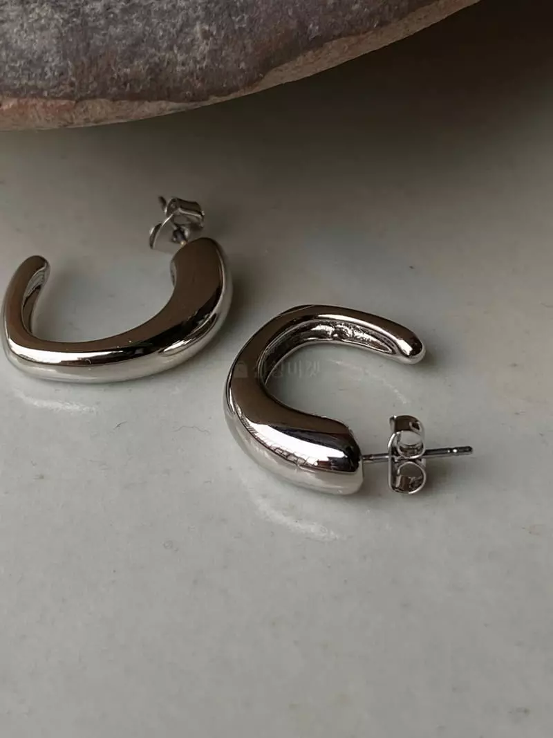 Nyunyu Wear - Korean Women Fashion - #womensfashion - Half Moon Round Earring - 4