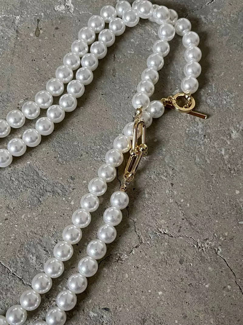 Nyunyu Wear - Korean Women Fashion - #momslook - Big Pearl Necklars - 7