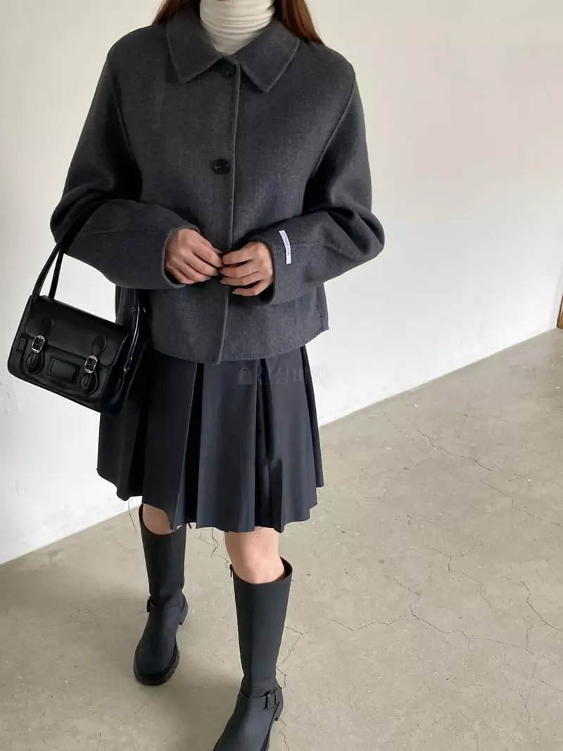 Nyunyu Wear - Korean Women Fashion - #womensfashion - Unbal Crop Coat - 3