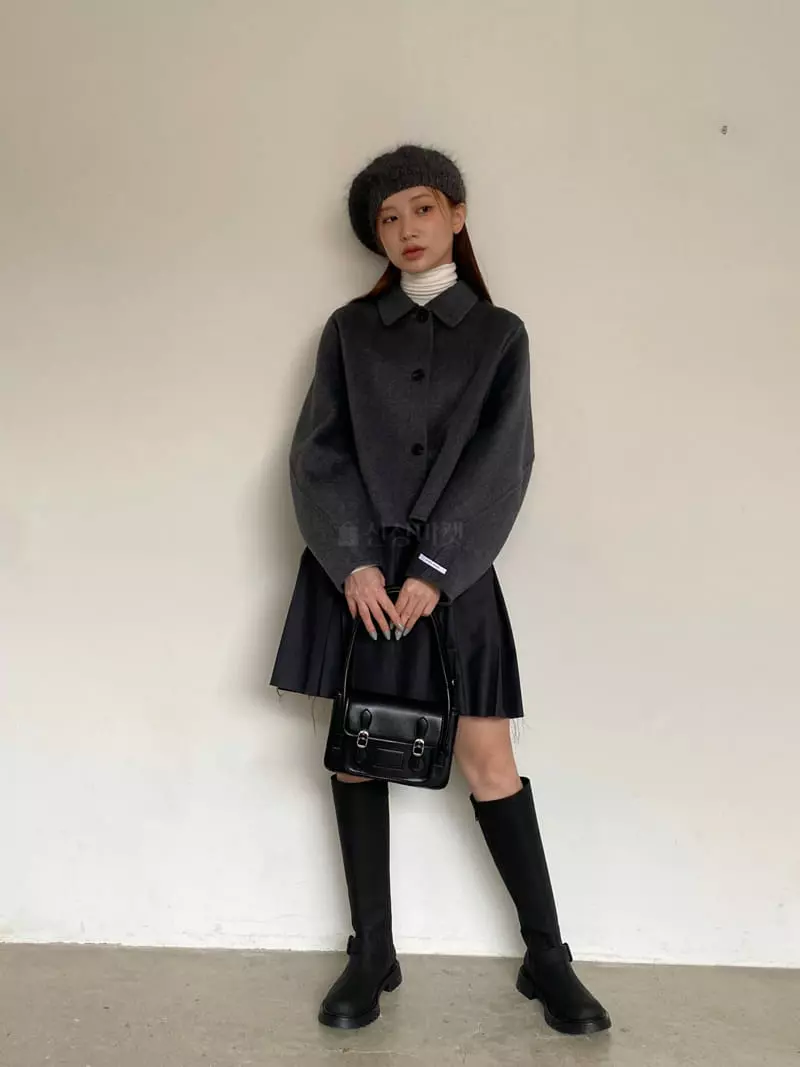Nyunyu Wear - Korean Women Fashion - #womensfashion - Unbal Crop Coat - 5