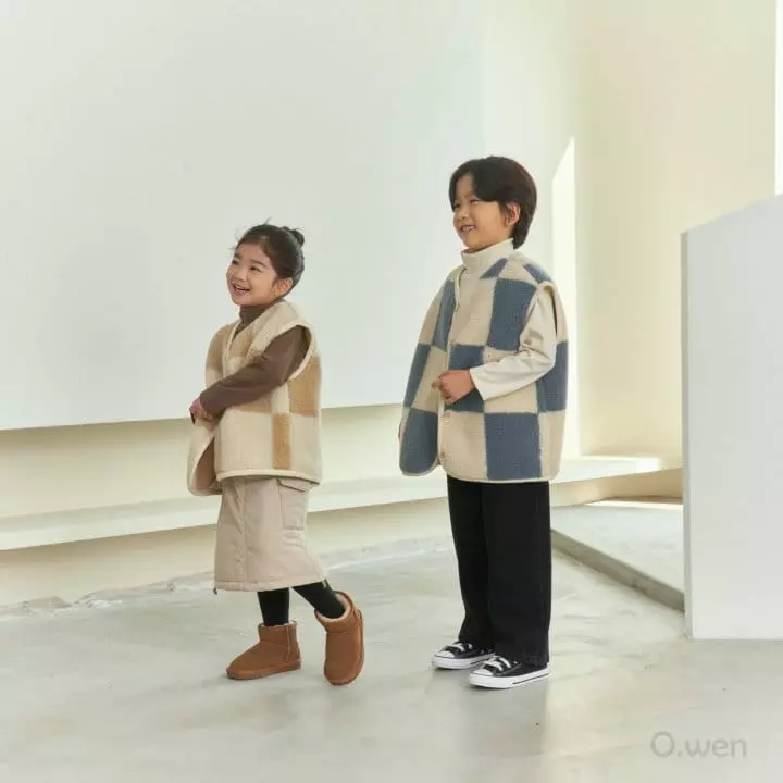 O Wen - Korean Children Fashion - #littlefashionista - Check Boxy Vest