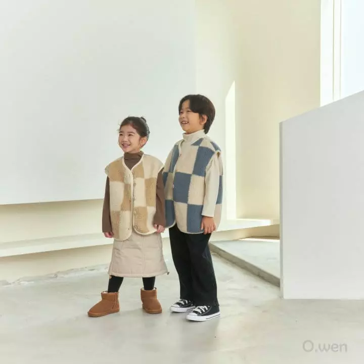 O Wen - Korean Children Fashion - #minifashionista - Check Boxy Vest - 3