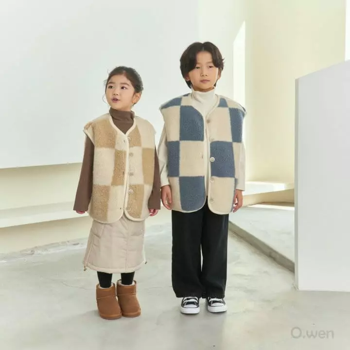 O Wen - Korean Children Fashion - #minifashionista - Check Boxy Vest - 4