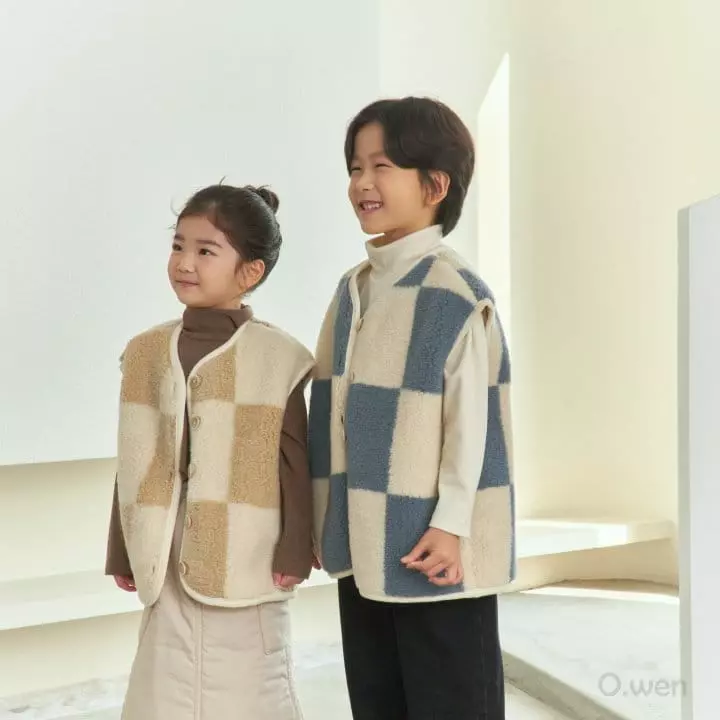 O Wen - Korean Children Fashion - #todddlerfashion - Check Boxy Vest - 5