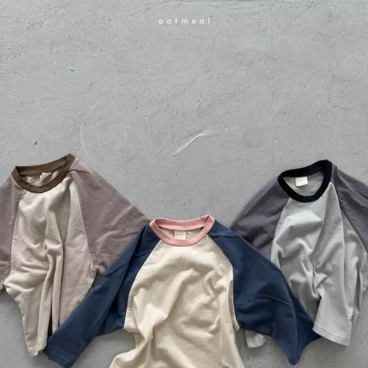 Oatmeal - Korean Children Fashion - #designkidswear - Basic Raglan Tee