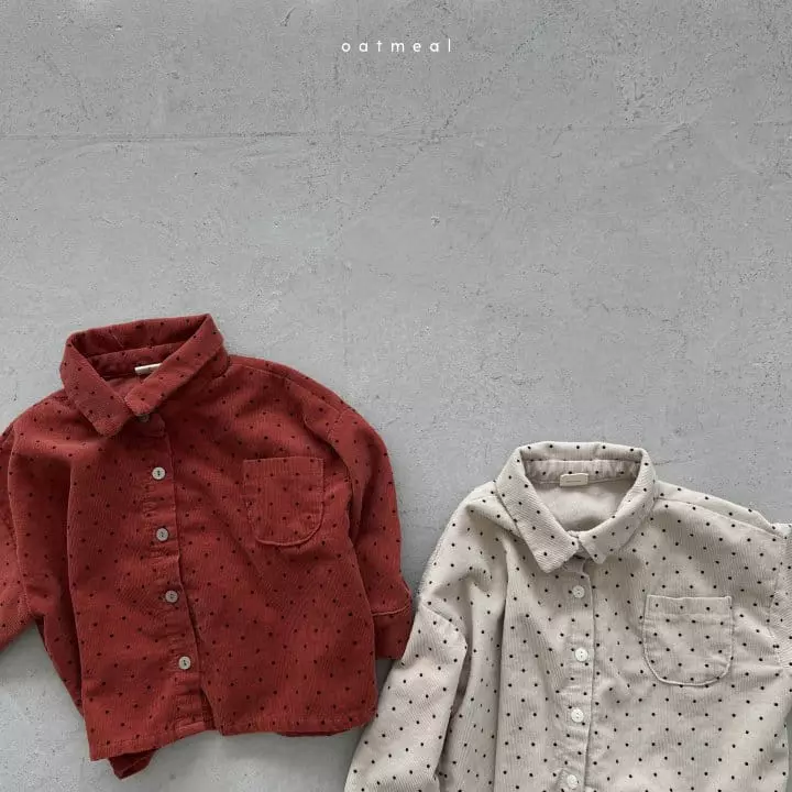 Oatmeal - Korean Children Fashion - #todddlerfashion - Lilang Dot Shirt