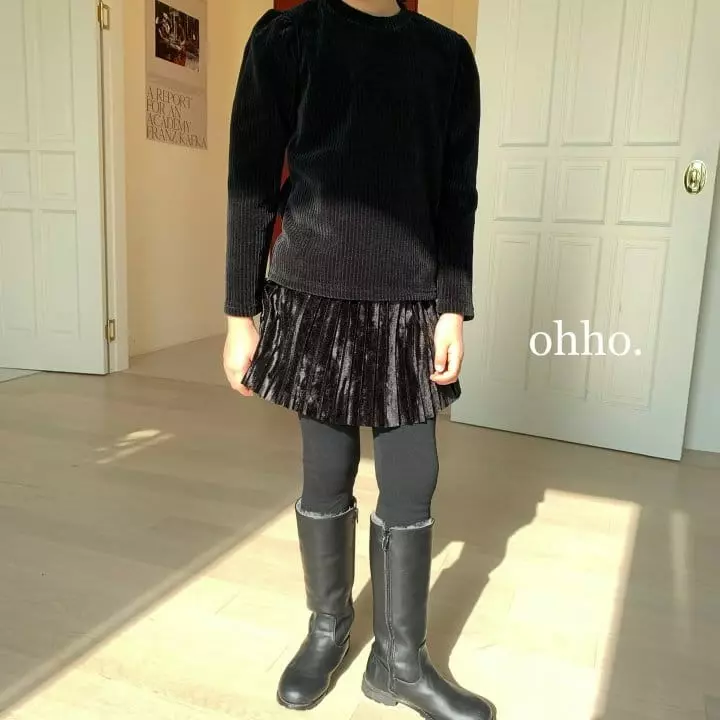 Ohho - Korean Children Fashion - #kidsstore - Veloure Puff Tee - 7