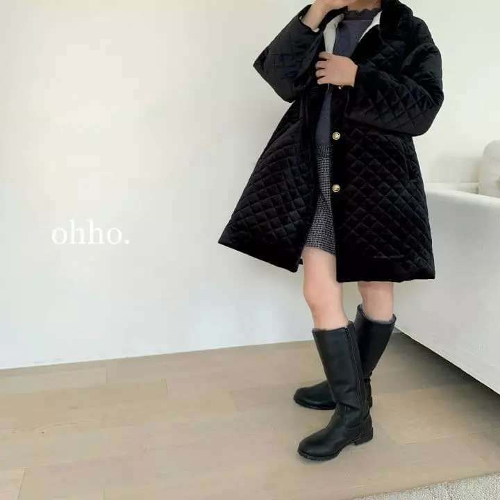 Ohho - Korean Children Fashion - #kidsshorts - Velvet Quilting Coat - 4