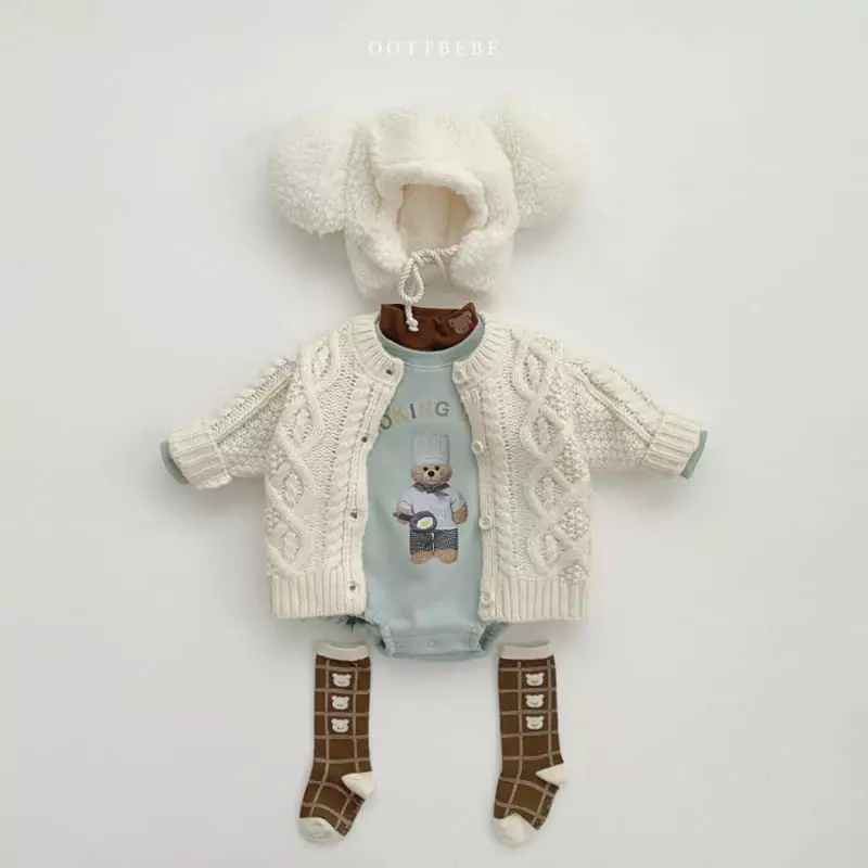 Oott Bebe - Korean Baby Fashion - #babyboutiqueclothing - Cooking Bear Bodysuit - 11