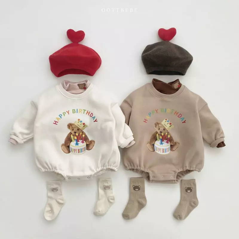 Oott Bebe - Korean Baby Fashion - #babyclothing - Happy Birth Day Bodysuit - 5