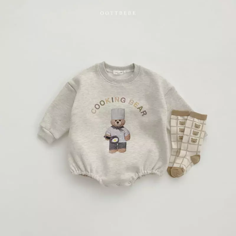 Oott Bebe - Korean Baby Fashion - #babyoninstagram - Cooking Bear Bodysuit - 2