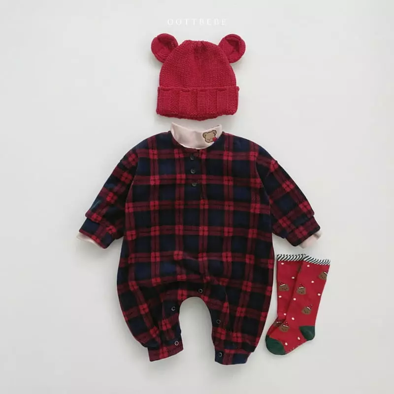 Oott Bebe - Korean Baby Fashion - #babyoninstagram - Merry Check Bodysuit