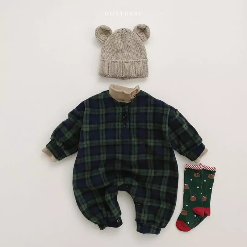 Oott Bebe - Korean Baby Fashion - #babyootd - Merry Check Bodysuit - 2