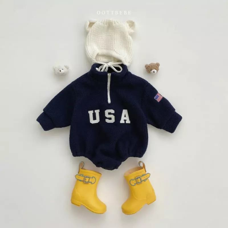 Oott Bebe - Korean Baby Fashion - #babyoutfit - USA Anorak Bodysuit - 11