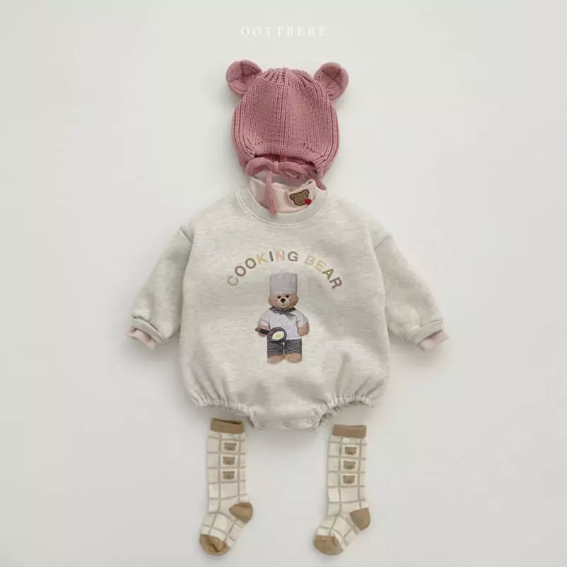 Oott Bebe - Korean Baby Fashion - #babyootd - Cooking Bear Bodysuit - 4