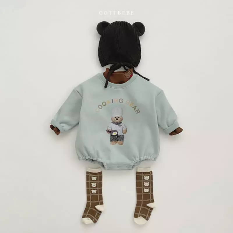 Oott Bebe - Korean Baby Fashion - #babyoutfit - Cooking Bear Bodysuit - 5