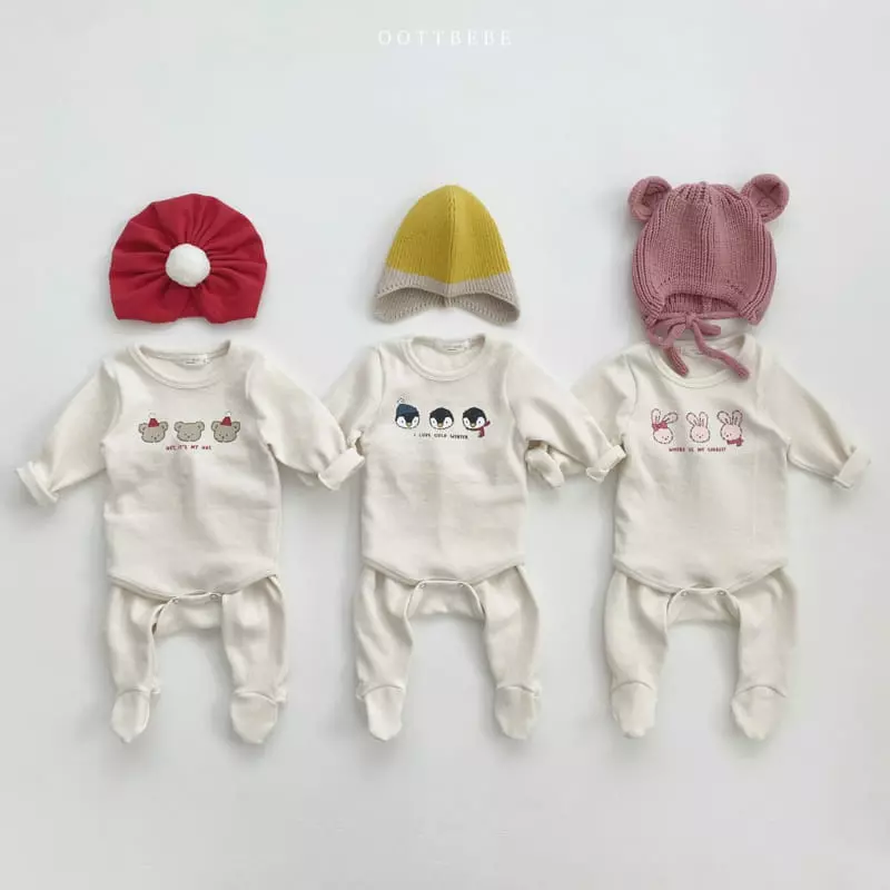 Oott Bebe - Korean Baby Fashion - #babyoutfit - Winter Friends Bodysuit with Leggings - 7