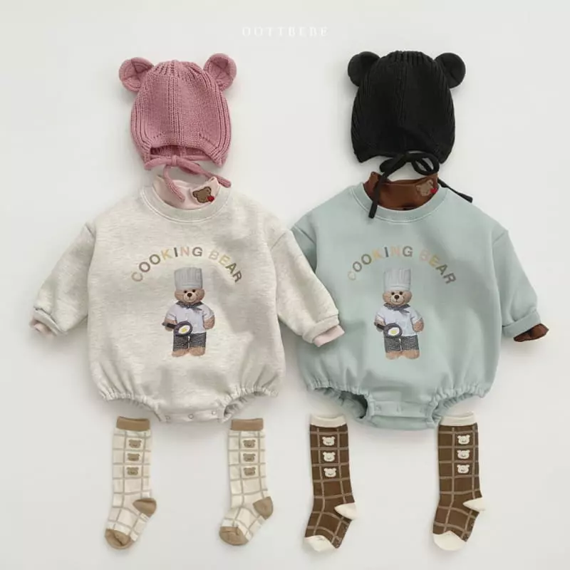 Oott Bebe - Korean Baby Fashion - #babywear - Cooking Bear Bodysuit - 6