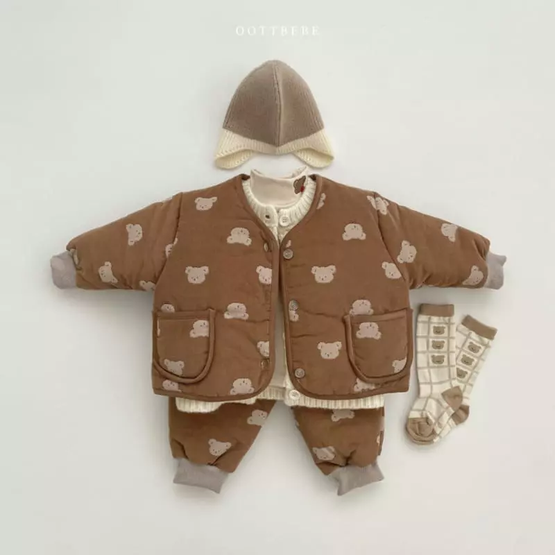 Oott Bebe - Korean Children Fashion - #Kfashion4kids - Bear Bear Padding Top Bottom Set - 11