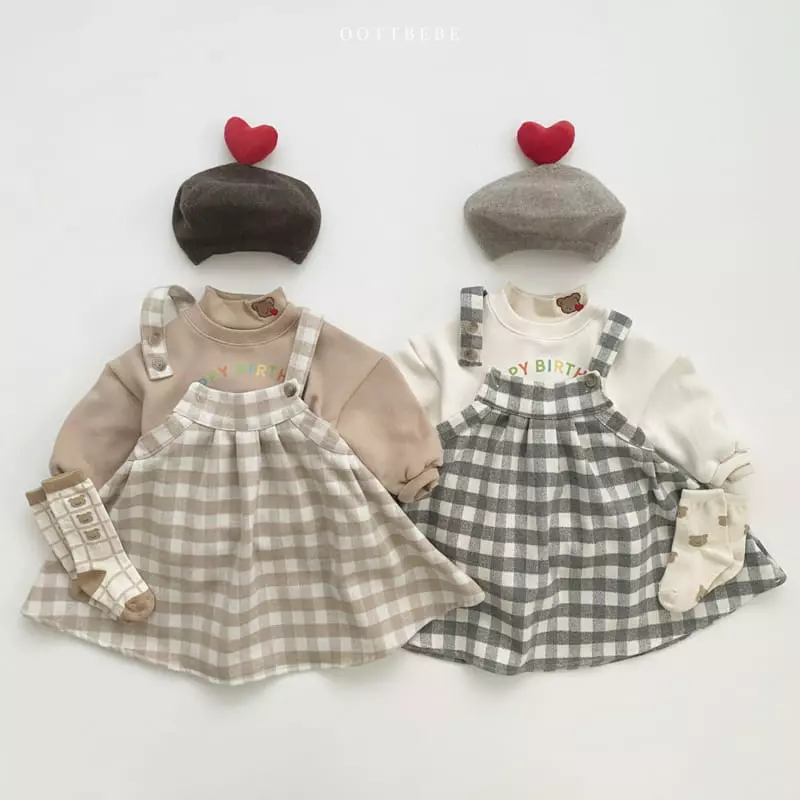 Oott Bebe - Korean Children Fashion - #Kfashion4kids - High Check One-piece - 10