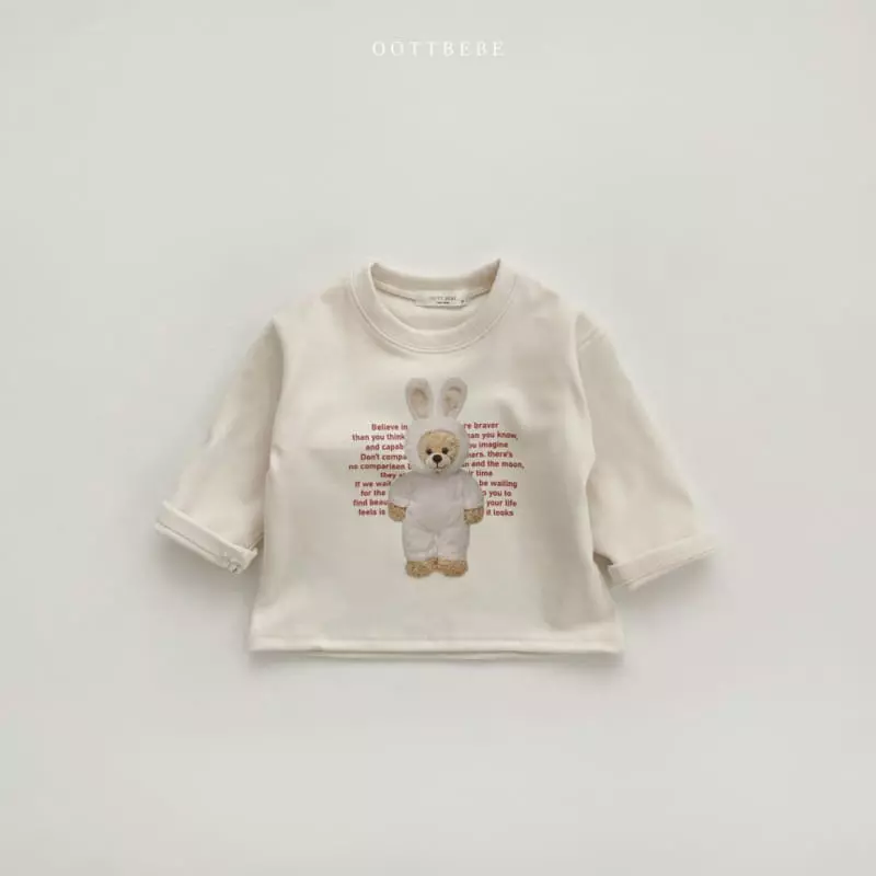 Oott Bebe - Korean Children Fashion - #stylishchildhood - Chou Cream Bear Tee - 4