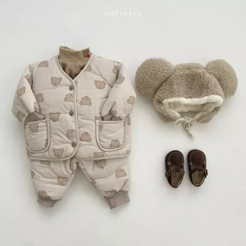 Oott Bebe - Korean Children Fashion - #childofig - Bear Bear Padding Top Bottom Set - 3