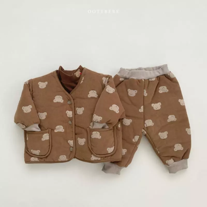 Oott Bebe - Korean Children Fashion - #childofig - Bear Bear Padding Top Bottom Set - 4