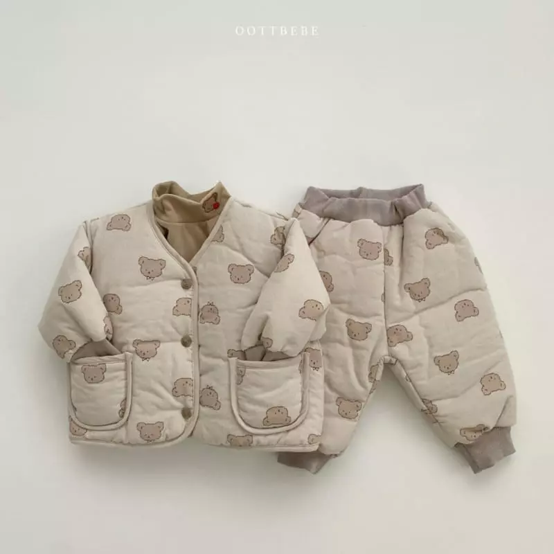 Oott Bebe - Korean Children Fashion - #designkidswear - Bear Bear Padding Top Bottom Set - 5