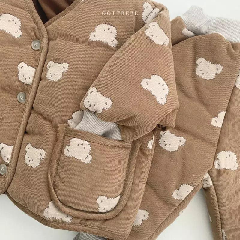 Oott Bebe - Korean Children Fashion - #discoveringself - Bear Bear Padding Top Bottom Set - 6