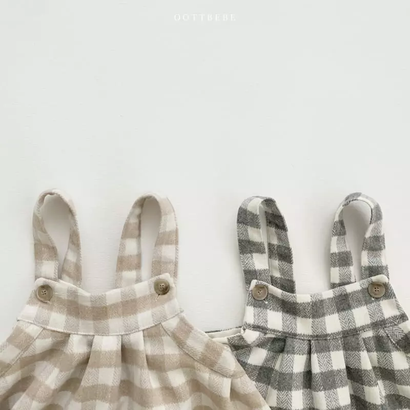 Oott Bebe - Korean Children Fashion - #discoveringself - High Check One-piece - 5