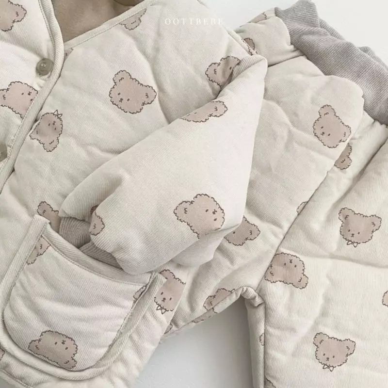 Oott Bebe - Korean Children Fashion - #fashionkids - Bear Bear Padding Top Bottom Set - 7